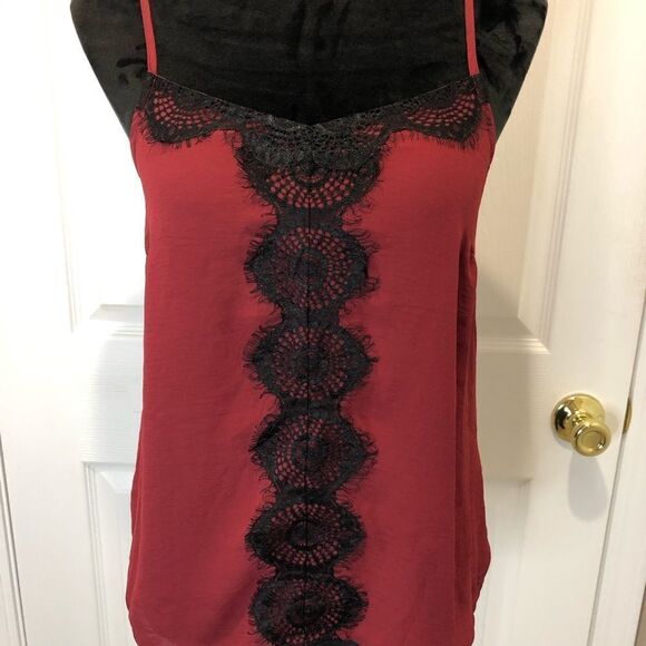 Harlowe&Graham burgundy wine black lace top blouse - Picture 7 of 10